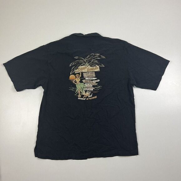 Tommy Bahama Other - VTG Tommy Bahama Shirt Mens Large Black Silk Button Up Camp Hawaiian Beach Fish0